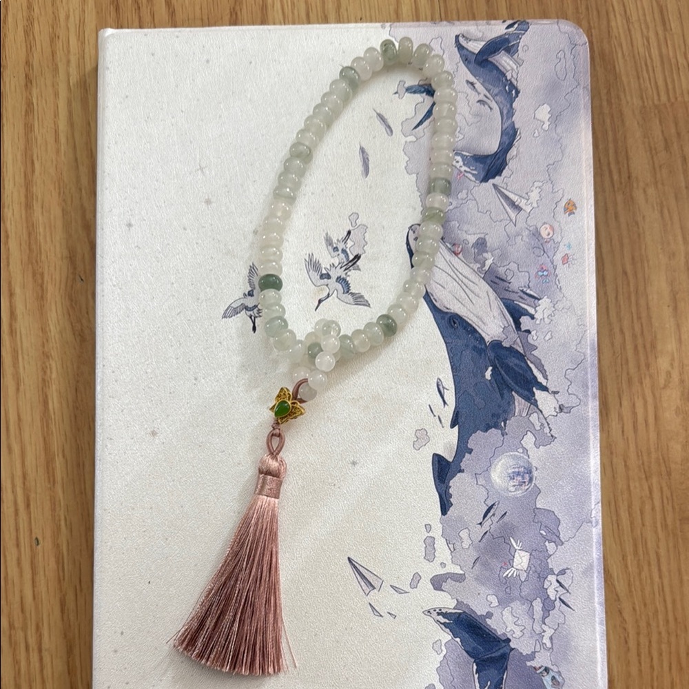 Natural Mountain Jade Car HangingCharm/Hand holder
with Tassel